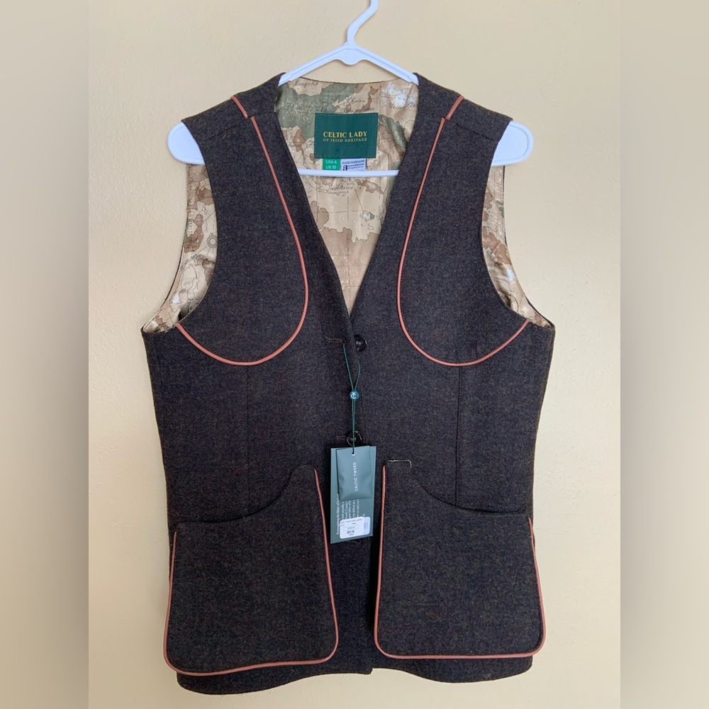 Celtic tweed gilet leather vest